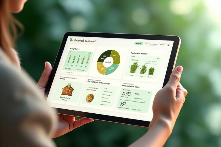 Detailed 3D rendering of ElysiumFlorique Pulse's digital wellness platform interface on a tablet, showing data visualization and personalized recommendations